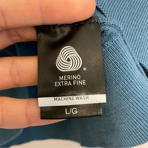 Katherine Barclay 100% Merino Extra Fine Wool Crewneck Sweater Teal Blue -L - Picture 8 of 9